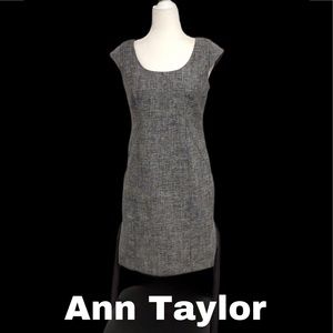 Ann Taylor Petite Classic Fitted Dress, Black/White, Size 6P‎